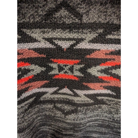 Carbon Sweater Mens Small Gray Aztec Crew Neck‎ Long Sleeve Shawl Collar Knit - Picture 3 of 4